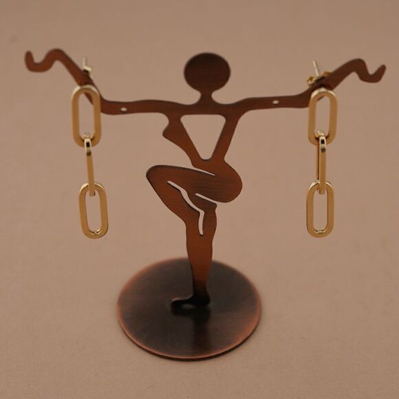 14k real gold Paperclip Dangle earrings stud earrings | made in Los Angeles |